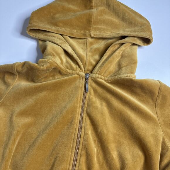Y2K Yellow Gold Velour Jacket Sz S Zip Up Hoodie Retro Indie Fairy Grunge - Picture 6 of 7